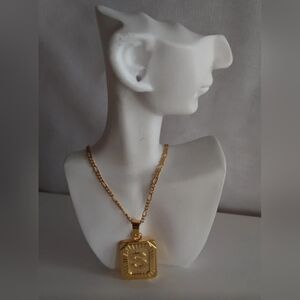 BRACHA Gold “S” Initial Card Necklace